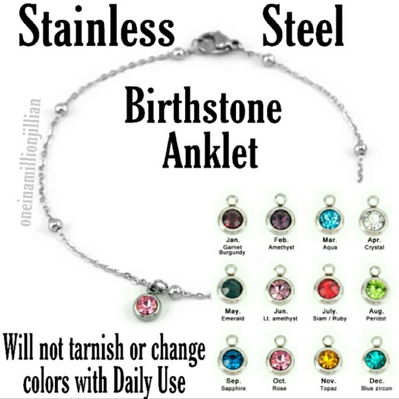 Jewelry - RESTOCK Stainless Steel Birthstone Ankle Bracelet